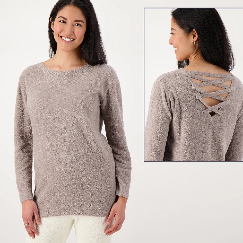 Barefoot Dreams lace back sweater